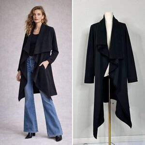 UGG Janni Fleece Wrap Long Cardigan Black S NWT Blanket Shawl Travel Cozy Lounge